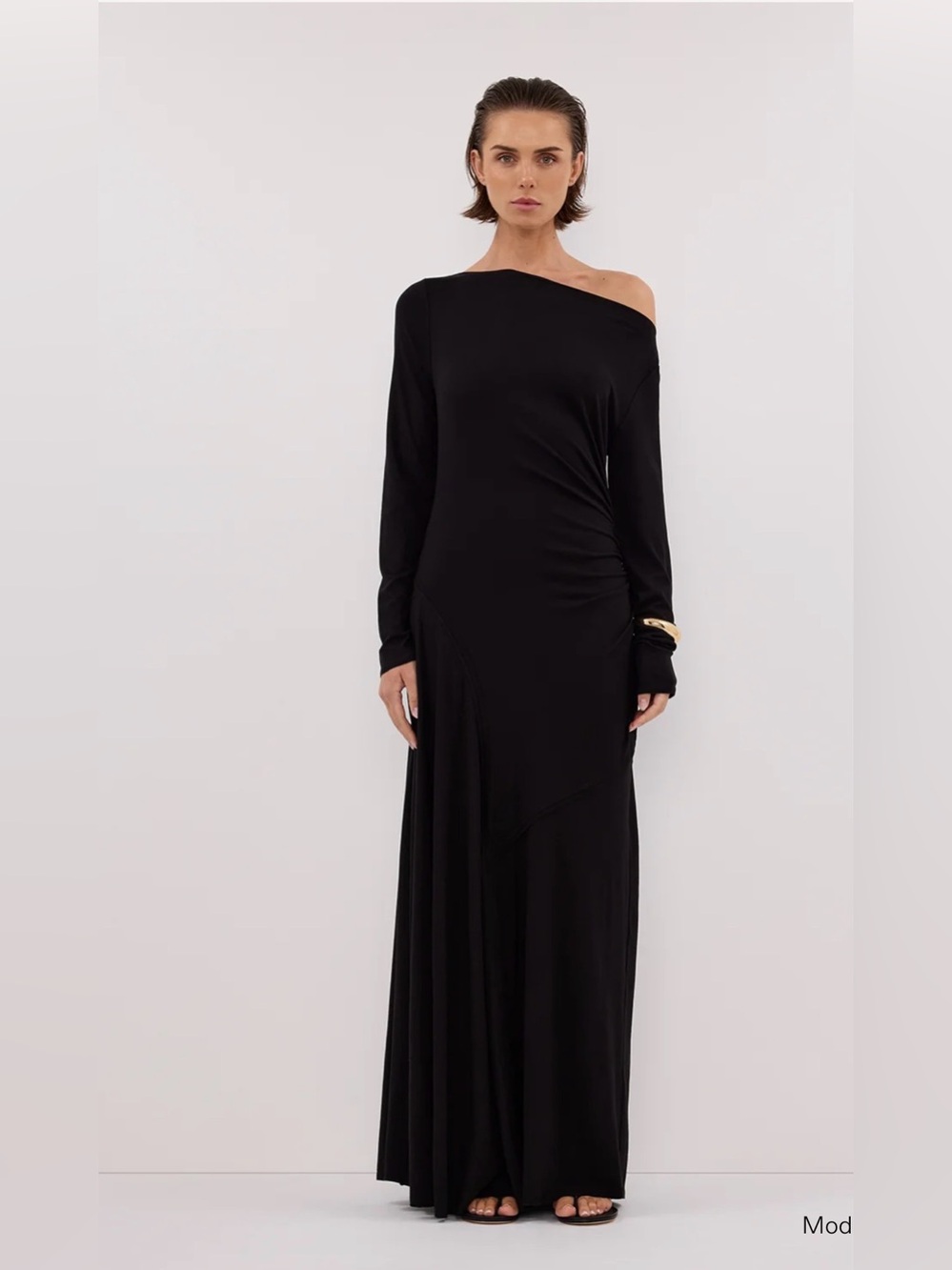 DISSH • Hadley Black Long Sleeve Knit Maxi Dress off the shoulder Small